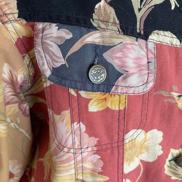 Stonebridge Red Blue Tan Floral Jean Jacket LGp Cottagecore Grannycore Romantic - Picture 8 of 10